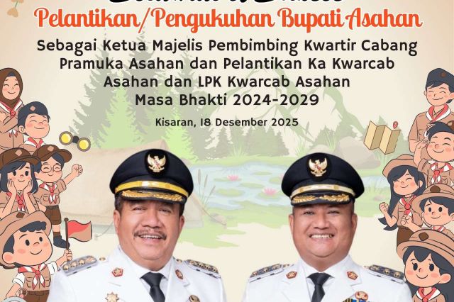 Selamat dan Sukses atas Pengukuhan Bupati Asahan sebagai Ketua Majelis Pembimbing Kwartir Cabang Pramuka Asahan Masa Bakti 2024–2029